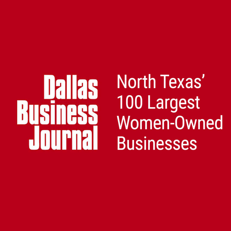 Dallas Business Journal North Texas' 100 Largest Women-Owned Businesses on red pinstripe background