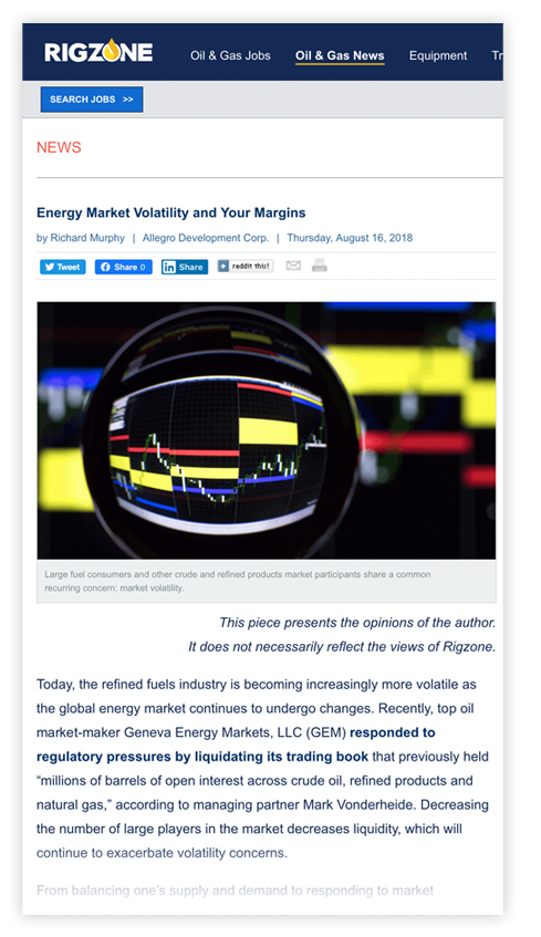 Allegro - Byline placement in Oil and Gas - Energy Market Volatility and Your Margins