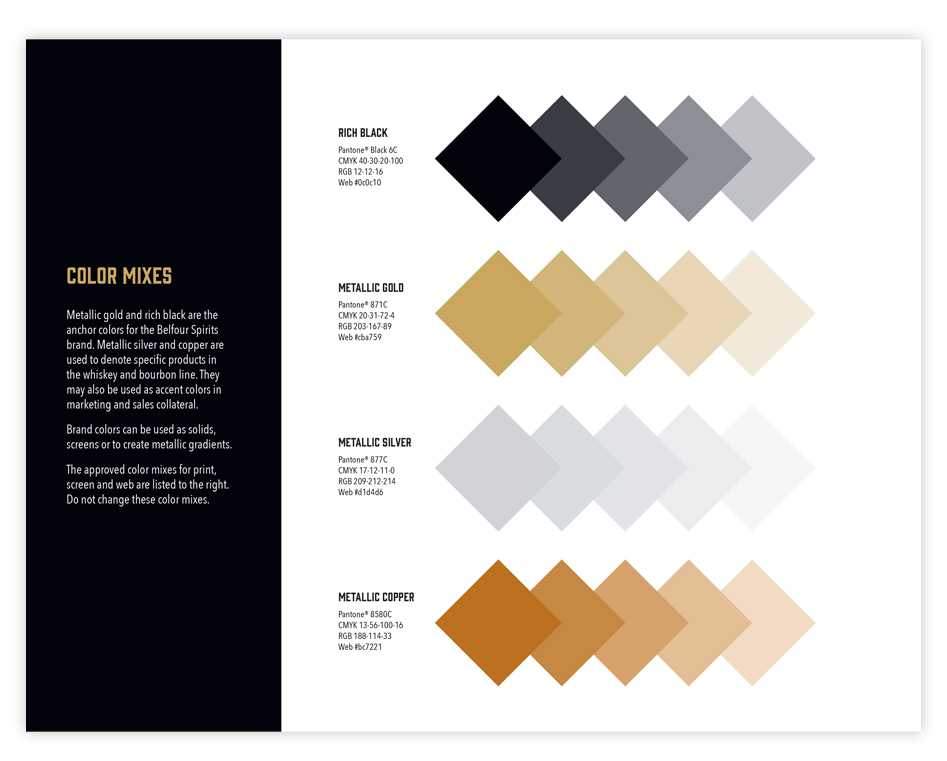 Belfour Brand Guide - color mixes and tints