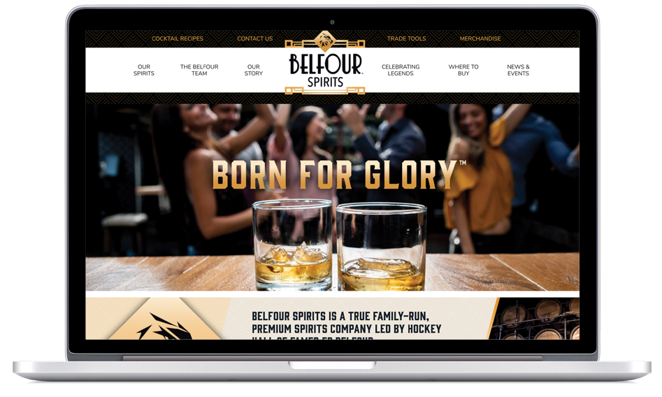 Belfour Spirits - Website featured in a laptop