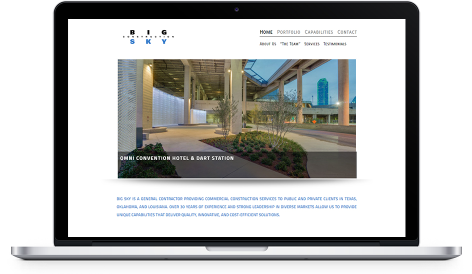Big Sky Constuction - Old site on laptop and smart phone