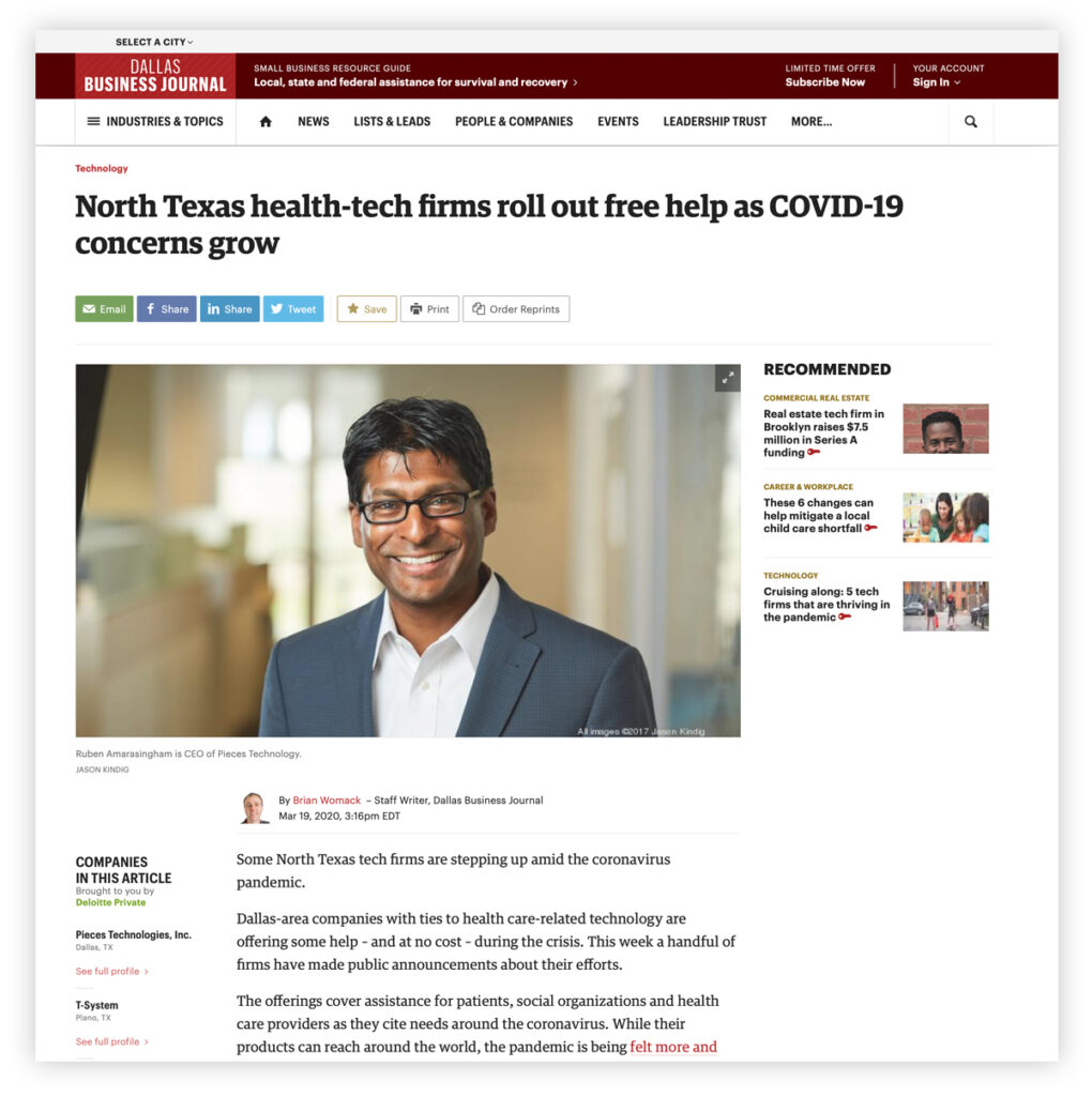 Dallas Business Journal Web Article